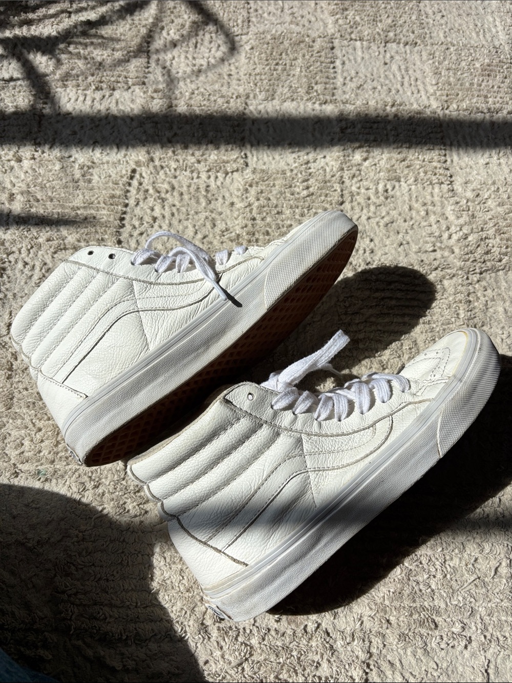 Vans White High-Top Leather Sneakers
